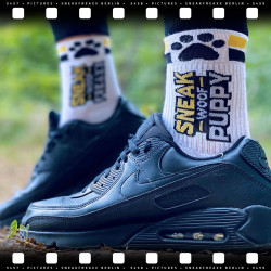 SneakFreaxx Chaussettes Woof Puppy Blanc-Jaune